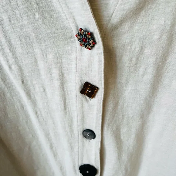 Soft Surroundings Cream Button-Down Shirt - Picture 3 of 4